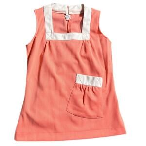 60s coral and white sleeveless top (medium)